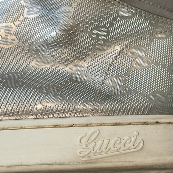 Rare find! Gucci Mens GG Silver Metallic High Top Sneaker - Size 44 EU/11 US - Picture 11 of 14